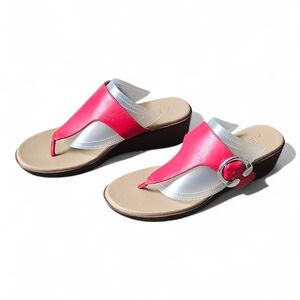AEROSOLES Red and Silver Thong Sandals